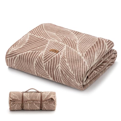 Molithe 100% Wool Blanket, 48" x 62", Warm, Thick, Washable, Military Wool Blanket, Great for Camping, Outdoors, Sporting Events, Survival Kits - color: Beige, size: Medium
