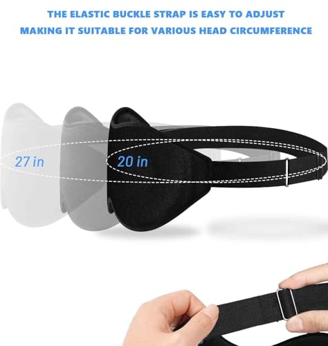 Sleep Eye Mask for Men Women, Sleeping Mask for Side Sleeper, Travel Blackout Night Blindfold Eye Shade Cover with Adjustable Strap (Black) - color: Black