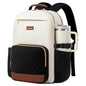 LOVEVOOK Laptop Backpack for Women with Pouch Pocket for Large Capacity Cup,15.6 Inch Teacher Nurse College Work Travel Backpack Purse,Waterproof Laptop Computer Bags,Beige-Black-Brown+Diamond-shaped - color: Beige - Black - Chestnut Brown + Diamond-shape