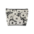 Black and White Poppy Floral Makeup Cosmetic Bag for Women, Modern Botanical Flower Aesthetic Portable Travel Toiletry Bag Zipper Makeup Pouch - color: Flower three