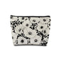 Black and White Poppy Floral Makeup Cosmetic Bag for Women, Modern Botanical Flower Aesthetic Portable Travel Toiletry Bag Zipper Makeup Pouch - color: Flower three