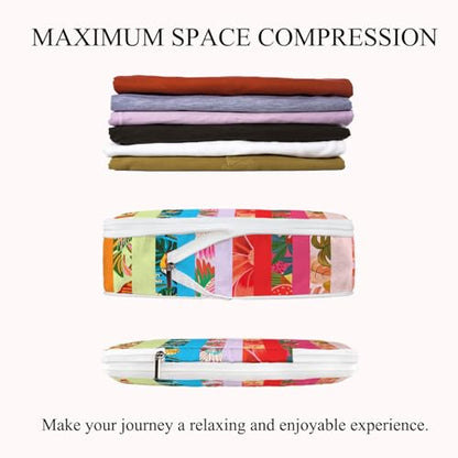 6 Pcs Compression Packing Cubes Waterproof Suitcase Travel Bag Luggage Backpack Organizer Travel Cubes for Packing-Tropical Banana - color: Tropical Banana