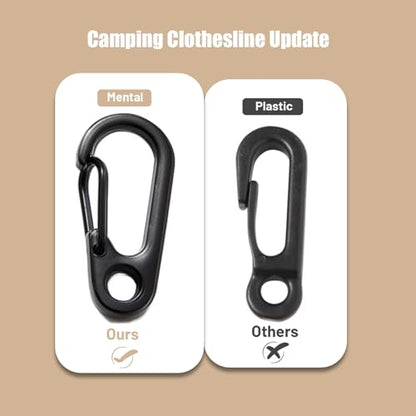 Portable Travel Clothesline Cord, Caudblor Adjustable 33ft Camping Clothes line, Laundry Drying Rope for Hotel Trip, Cruise, Outdoor/Indoor, with 12Pcs Stoppers, Windproof Clothespins - style: Black