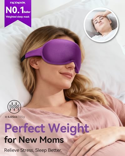 Weighted Blackout Sleep Mask for Women, 3D Contoured Zero Eye Pressure, Lash-Friendly Deep Eye Cups, Adjustable Slide Buckle Strap, Self-Care & Relaxation Gift for Her (Purple) - color: Purple