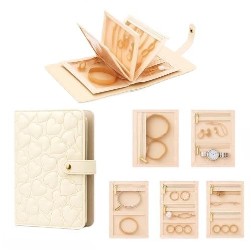 Travel Jewelry Organizer Case, Velvet Lined Zipper Pouch for Earrings Necklaces Rings, Portable Jewelry Storage Bag, Waterproof Tangle Free Mini Jewelry Holder for Women(White) - color: white