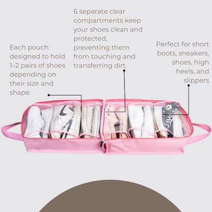 Shoe Bag for Travel, Portable Shoe Organizer, Storage Bag, Shoe Tote Bag for Women and Men - style: Pink