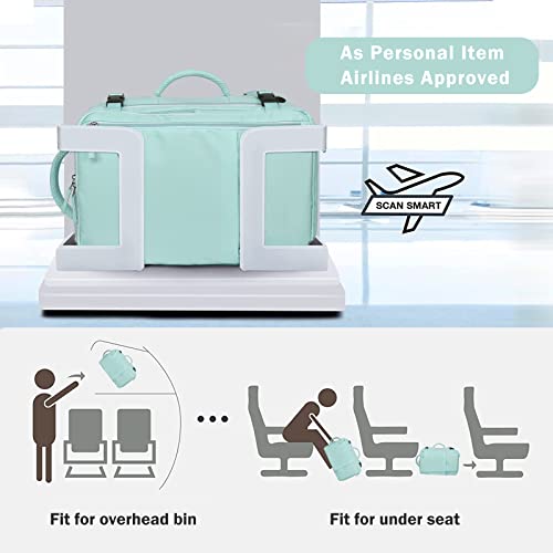 Hanples Large Travel Backpack for Women as Person Item Flight Approved, 35L Carry on Backpack, 17 Inch Laptop Backpack, Waterproof Backpack,Casual Bag with 2 Toiletry Bags (Mint Green) - color: Mint Green, size: Large