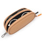 Double Eyeglasses Case Soft Portable Zipper Sunglasses Pouch with Keychain Clip for Men Women - color: Brown Pu