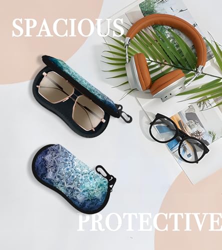 Sunglasses Case Soft Glasses Cases for Women Pouch Eyeglass Bag Eye Glass Kids Girls Sun Glasses Cute Kawaii - color: Blue Mandala