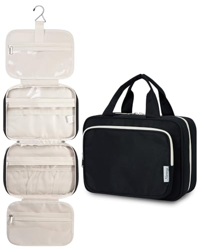 Narwey Hanging Toiletry Bag for Women Travel Makeup Bag Organizer Toiletries Bag for Travel Size Essentials Accessories Cosmetics (Black (Medium)) - color: A-Black, style: Medium