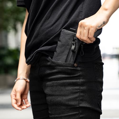 ALPAKA Zip Pouch Black X-Pac- RFID-Blocking Small Cash and Card Zip Wallet with Carbon Neutral, Weatherproof Fabrics, YKK Zipper, EDC Pouch for Men Travel - color: Black