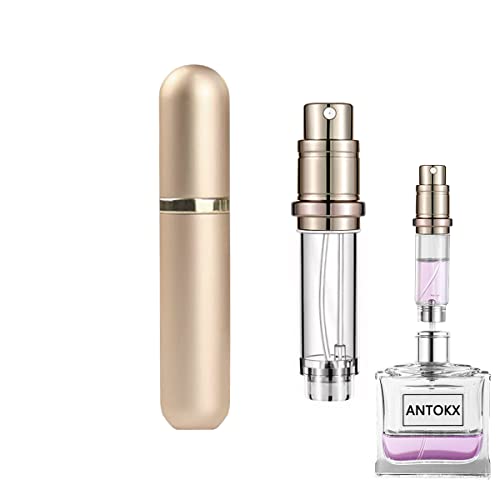 Travel Perfume Bottle Refillable Atomizer - 5ML Pocket Perfume Dispenser, Scent Pump Case, Leakproof Portable Perfume Sprayer for Women and Men (Gold-1) - color: Gold-1