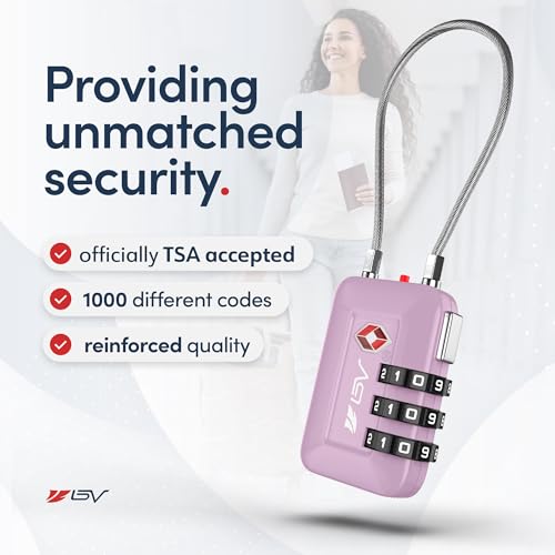 TSA Accepted Luggage Travel Lock, Set-Your-Own Combination Lock for School Gym Locker, Luggage Suitcase Baggage Locks, Filing Cabinets, Toolbox, Case (Purple, 1 Pack) - color: Purple, size: 1 Pack