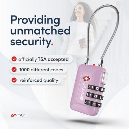 TSA Accepted Luggage Travel Lock, Set-Your-Own Combination Lock for School Gym Locker, Luggage Suitcase Baggage Locks, Filing Cabinets, Toolbox, Case (Purple, 1 Pack) - color: Purple, size: 1 Pack