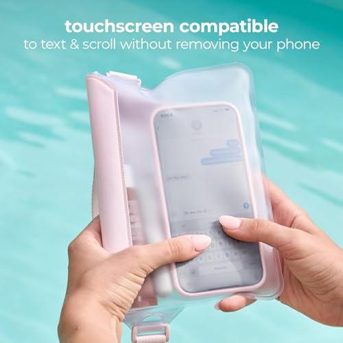 Case-Mate IP68 Bow Waterproof Phone Pouch/Case with Triple Seal Protection, Adjustable Strap - Waterproof Fanny Pack for iPhone 17 Pro Max/iPhone 16 Pro Max/15/14/S26 Ultra/S25/Pixel 10 - Ballet Pink - color: Ballet Pink Clear