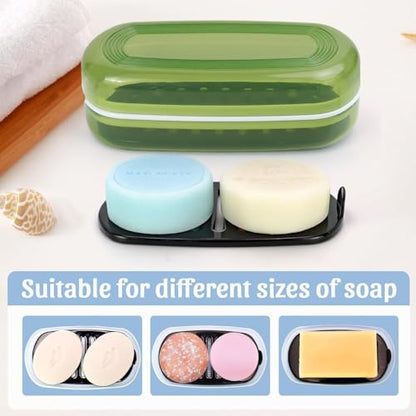 OZNER Travel Soap Case for Two Bars, Leak Proof Shampoo Bar Holder Compatible with Kitsch Bars, Soap Container with Drainage Layer for Bathroom, Camping, and Gym, Easy to Clean (Green) - color: Green