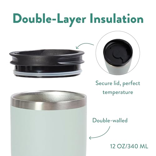 Tumbler, Stainless Steel 2-in-1 Travel Coffee Mug & Water Bottle, Leak Proof Insulated Cup for Hot & Cold Drinks, BPA Free, Fits Most Cup Holders (Sea Green) - color: Sea Green