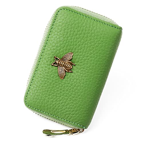 imeetu RFID Credit Card Holder, Small Leather Zipper Card Case Wallet for Women - color: Lite - Fruit Green, size: Lite