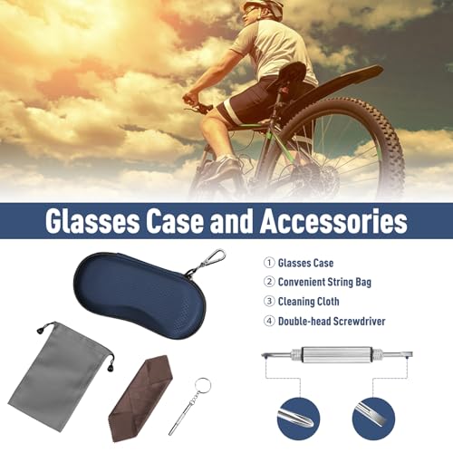 FINTIE Sunglasses Case, Hard EVA Shell Shockproof Sport Glasses Case with Metal Carabiner Travel Zipper Eyeglasses Holder - color: Dark Blue