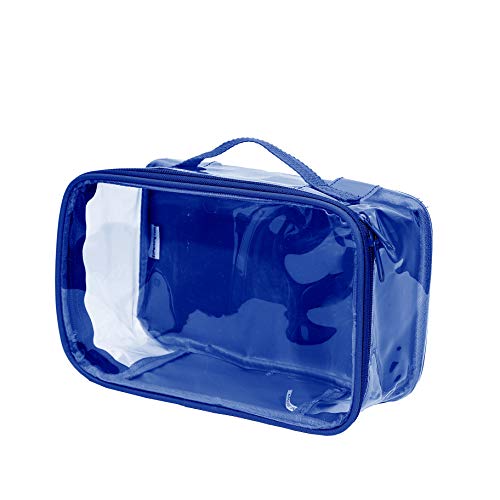 Small Clear Travel Packing Cube/See Through PVC Plastic Pouch for Carry On Suitcase, Backpack or Diaper Bag/Transparent Multipurpose Accessories, Makeup & Underwear Organizer (Royal Blue) - color: Blue