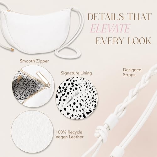 Mali&Lili Hobo Shoulder Bag for Women, Aria Convertible Crossbody Bags for Women, Vegan Leather purses, Shoulder Handbags - color: White