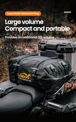Loboo 30L Motorcycle Travel Foldable Expansion Waterproof Bag, Motorcycle Tail Luggage Bag, Travel Hiking Waterproof Backpack Outer Mesh Zipper Pocket for Motorcycling Skiing (Green)