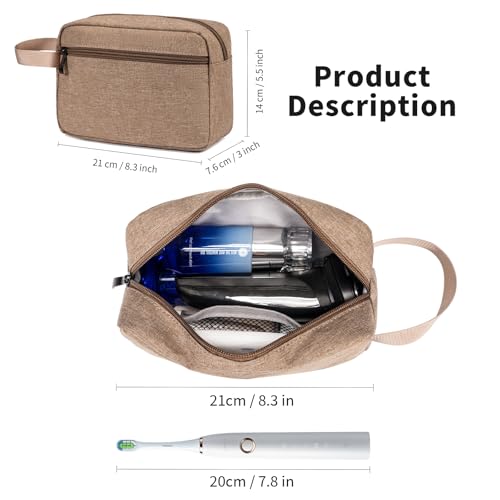 Travel Hanging Toiletry Bag with Carry Handle - Water-Resistant Small Cosmetic Organizer for Men & Women, Makeup, Shaving Kit, Gym & Travel Essentials (Camel) - color: Camel