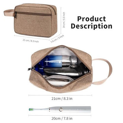 Travel Hanging Toiletry Bag with Carry Handle - Water-Resistant Small Cosmetic Organizer for Men & Women, Makeup, Shaving Kit, Gym & Travel Essentials (Camel) - color: Camel
