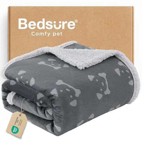 Bedsure Waterproof Dog Blankets for Small Dogs - Soft Print Sherpa Fleece Puppy Cat Blanket Washable, Cozy Plush Reversible Throw Furniture Protector for Pet Kitten Doggy, 25"X35", Anchor Gray - color: Anchor Gray-dog, size: S(25x35")