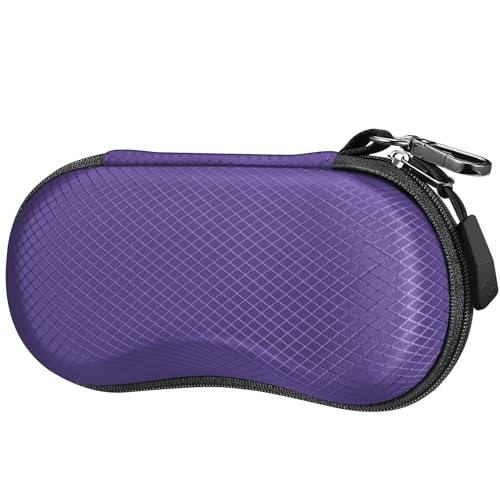 FINTIE Sunglasses Case, Hard EVA Shell Shockproof Sport Glasses Case with Metal Carabiner Travel Zipper Eyeglasses Holder - color: Voilet