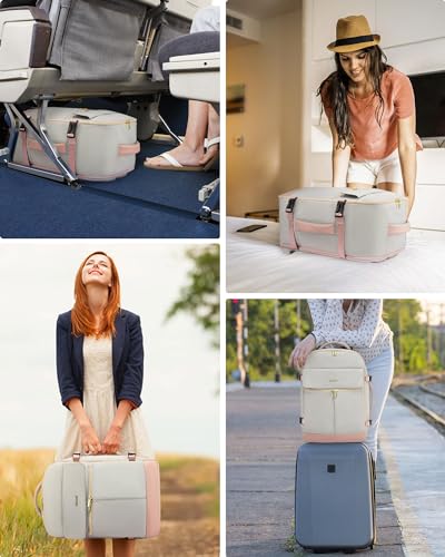 LOVEVOOK Carry On Backpack, 40L Travel Backpack Women with 3 Packing Cubes, TSA Airline Approved Suitcase Bag as Personal Item, Waterproof 17 inch Laptop Backpack for Weekender Overnight,Grey Pink - color: Grey Pink, size: 40L-17.3 Inch-4Pcs