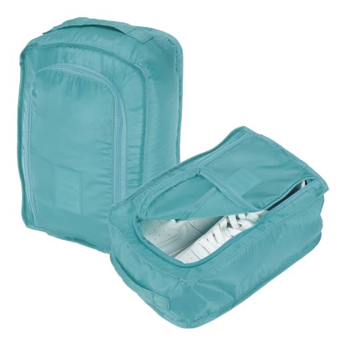 Foldable Travel Shoe Bag, Waterproof Shoe Pouches Organizer with Handle Travel Packing Cubes -Fitting for Storing (Sneakers/Sandals/Fitness Shoes) 2 Pcs & Light Blue - color: Light Blue