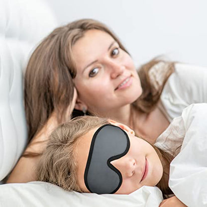 2 Pieces 3D Sleep Mask for Kids Memory Foam Contoured Eye Mask, Travel Sleep Eye Cover with Adjustable Strap, 3D Blindfolds(Blue and Gray) - color: Blue and Gray