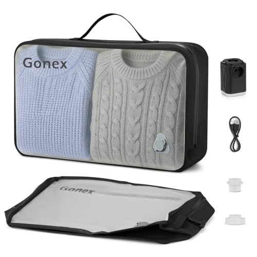 Gonex Vacuum Compression Bag with Pump - Reusable, Waterproof Travel Packing Organizer with Wide Opening, Handle & View Window for Suitcase, Backpack & Clothes Storage (1 Bag + 1 Pump) - size: 1Bag+1Pump