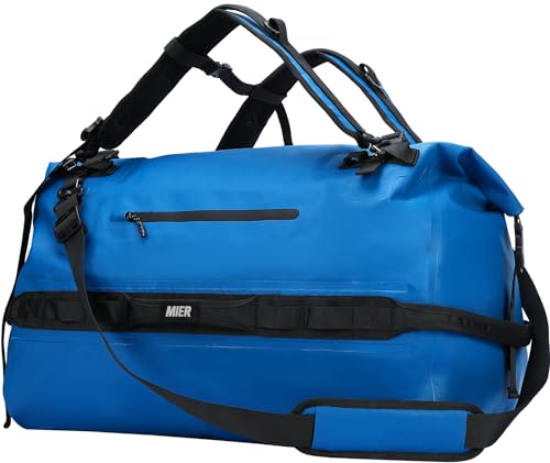 MIER Waterproof Duffel Bag Motorcycle Dry Bag Backpack Large Roll-Top Heavy Duty Dry Duffle Bags for Kayaking Camping Boating Gym Beach Cruise Ship, 60L/80L - color: Dark Blue, size: 60L