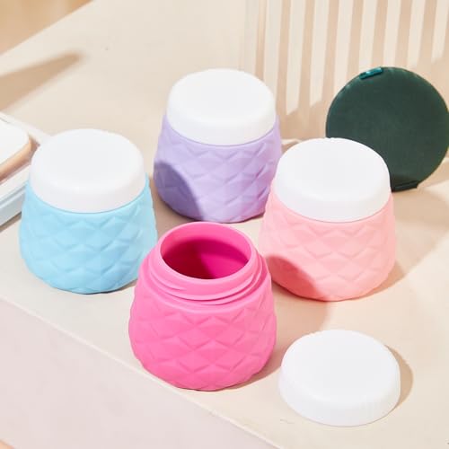 Silevoler Travel Size Containers for Toiletries, TSA Approved Travel Size Toiletries Silicone Cosmetic Cream Jars, Leak-Proof Refillable Containers W/Clear Bag (VIBRANT, 1.7OZ) - color: VIBRANT, size: 1.7OZ