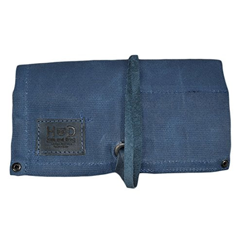 Hide & Drink, Waterproof Waxed Canvas Travel Watch Roll Organizer with 4 Slots, Easy Carry On Watchlover Storage, Handmade Travel Case, Blue Mar - color: Blue Mar