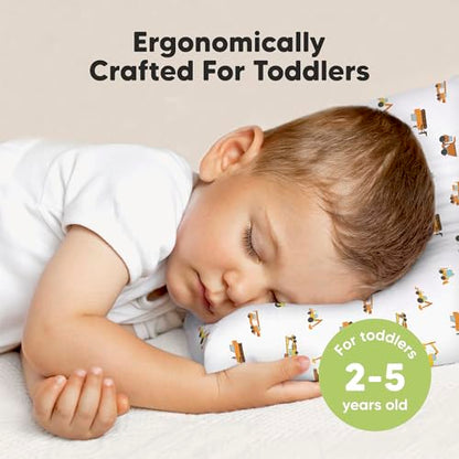 KeaBabies Organic Toddler Pillow with Pillowcase, Jumbo 14X20 - Soft Cotton Toddler Pillows for Sleeping - Machine Washable - Perfect for Travel, Toddler Bed Set (Construction) - color: Construction