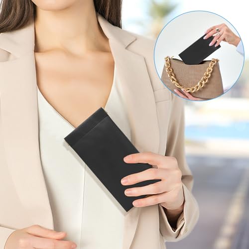 Sightor Sunglass Case, 2 Pcs Soft Eyeglass Cases for Women Portable Squeeze Top Leather Glasses Pouch - color: Black, Rose
