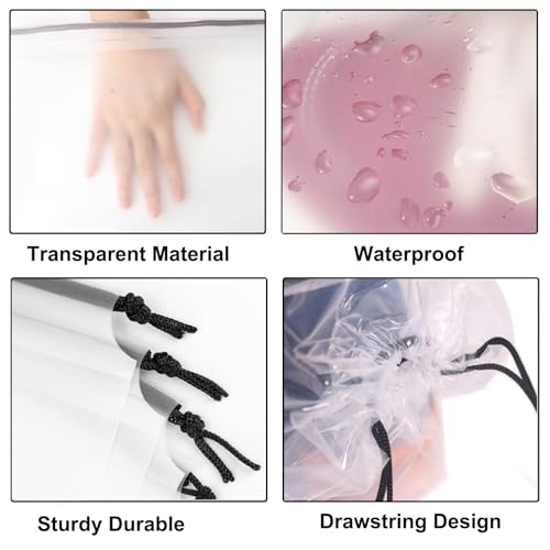 12pcs Transparent Shoe Bags for Travel with Rope，11.8in X 15.7in Portable Clear Travel Shoe Bags for Men and Women，Large Waterproof Dustproof Drawstring Shoe Storage Bag，Travel Essentials