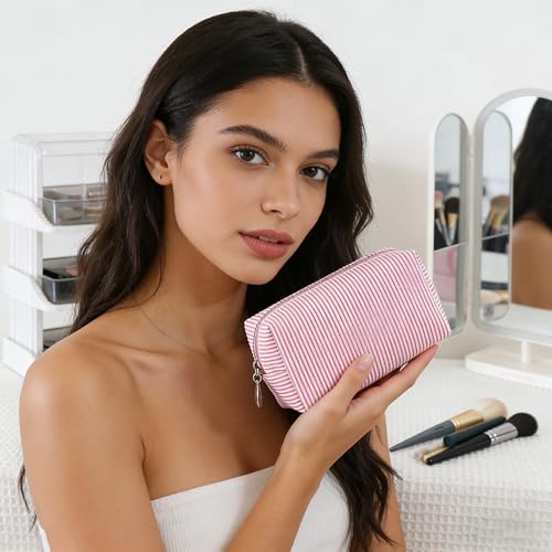 2pcs Makeup Bag Travel Toiletry Bag for Women Lightweight Make Up Bag Purse Organizer Pouches Large Cosmetic Bag Small Makeup Pouch Medicine Bag Travel Essentials for Women Pink - color: pink