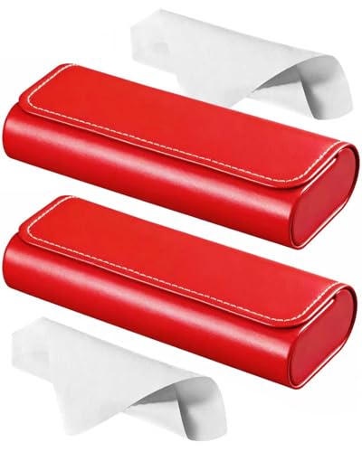 RayLove Hard Shell Glasses Case, Lightweight Leather Eyeglass Case, Travel-Friendly Sunglasses Protector for Men & Women - color: 2, Red