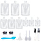SEQUHITKU 17 Pack Travel Pouches for Toiletries,TSA Approved,Portable Containers,Stand Up Pouch,Refillable Travel Accessories for Shampoo Conditioner Lotion Soap Liquids (A-17pcs) - size: A-17pcs