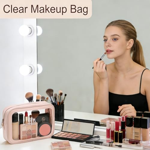 3PCS Diaper Bag Organizer Pouch Set，Clear Organizer Bags,TSA Approved Toiletry Bag,Clear Waterproof Cosmetic Bags with Zipper,Purse Organizer Pouches,Travel Organizer Bags for Woman and Kids - color: Pink, size: 3PCS