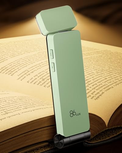 86lux Book Light, Rechargeable Clip-On LED Reading Light for Bed & Night Use - 3 Color Temperatures with Stepless Dimming, Ultralight Bookmark Design for Kids, Book Lovers, Mint Green - color: Mint Green