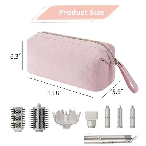 RSRSLEII Large Quilted Hair Tools Travel Bag,Waterproof Hair Styling Accessories Storage Case for Flat Irons,Straightener,Curling Iron,Hair Dryer,Dyson Airwrap Travle Bag (10 Solid Pink) - color: 10 Solid Pink