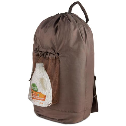 Seiritex Large Laundry Backpack Bag with Detergent Holder and Adjustable Shoulder Straps, Clothes Laundry Backpack for College, Travel, Apartment, Laundromat, Dorm Room (Brown) - color: Brown