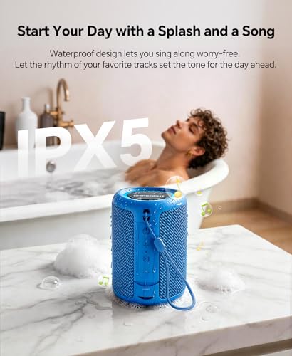 Portable Bluetooth Speaker Beach Essentials: Powerful Crystal Clear Sound/Dynamic Light/IPX5 Waterproof/All Day Playtime/Wireless BT 5.3/TWS Paring, Dad Gifts, Outdoor|Travel|Camping|Pool Accessories - color: Blue