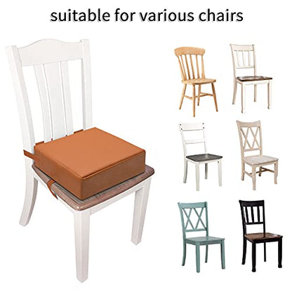 Toddler Booster Seat for Dining Table, PU Washable Double Safe Straps Non-Slip Bottom Booster Seat Dining Toddler, Portable Travel Increasing Cushion (Brown) - color: Brown