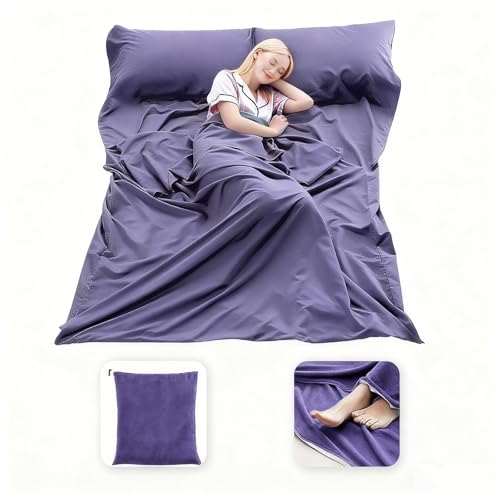 Sleeping Bag Liner, 3 Sizes Compact Travel Sheets for Hotel & Hostel, Adult Sleep Sack for Camping Backpacking, Comfy Breathable & Easy Care, 4 Seasons - color: Grey Blue, size: 82.7" X 63”